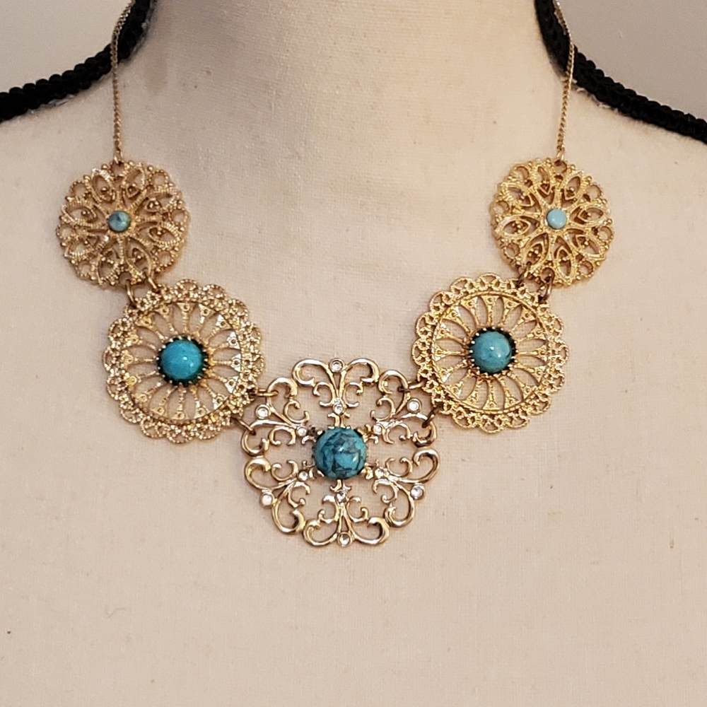 NWT Express Gold and Turquoise Necklace